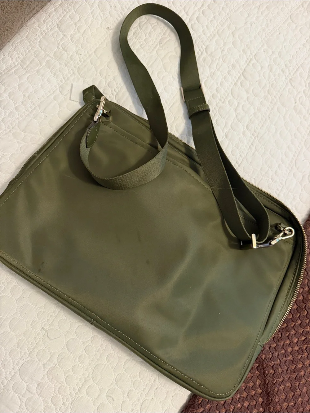 kate spade olive green nylon messenger crossbody